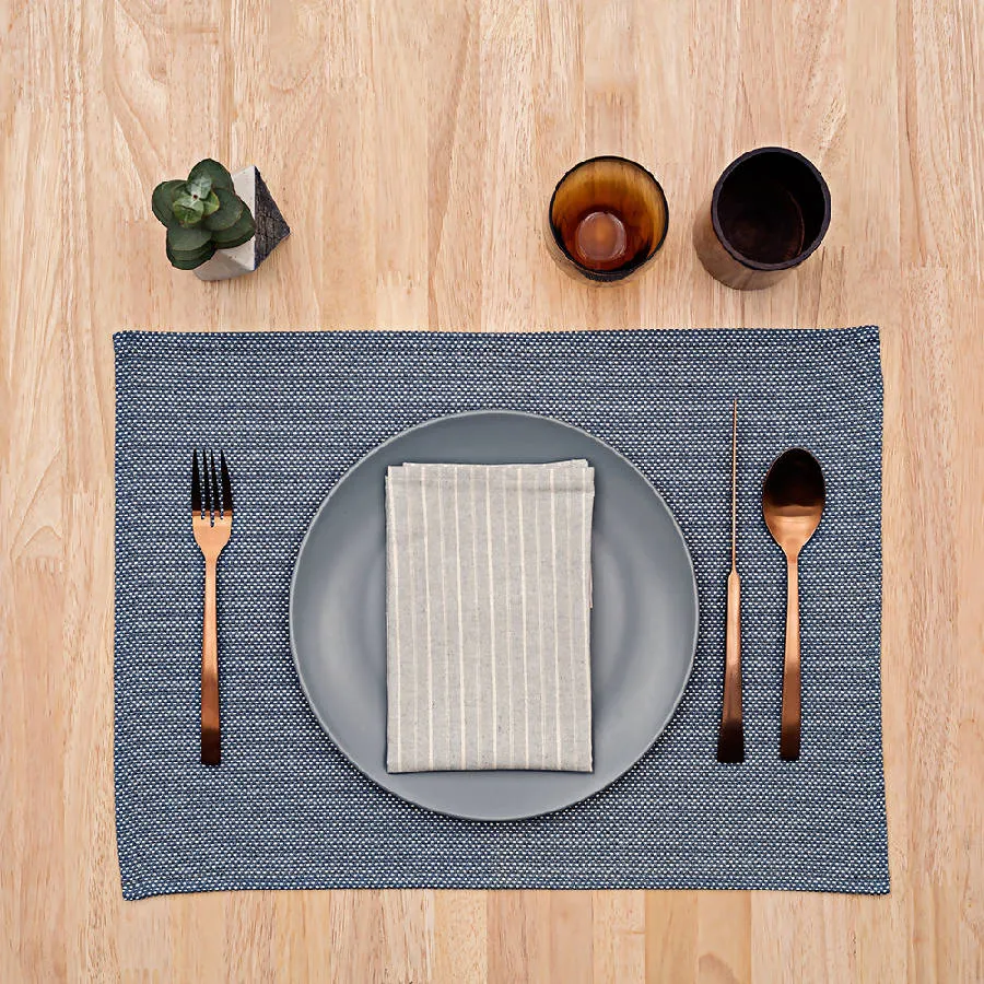 Grey Striped Cotton Napkin - Set Of 4