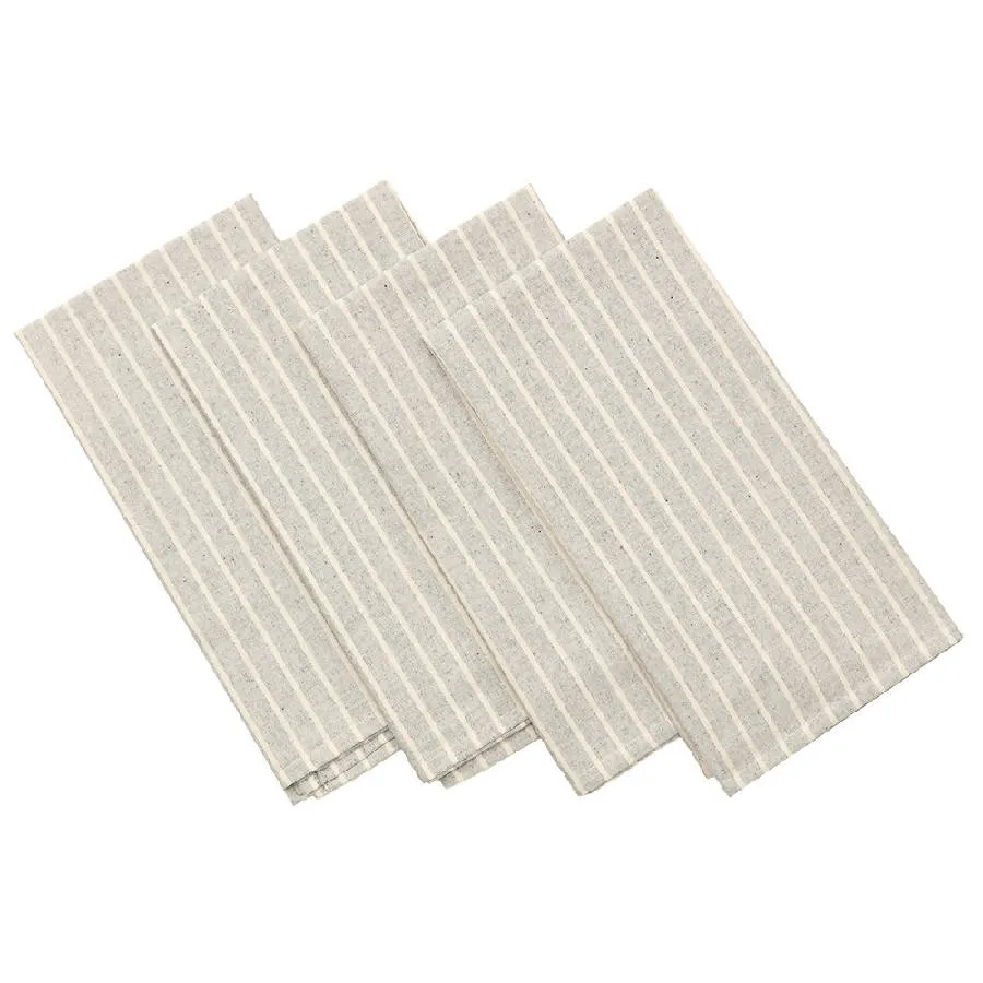 Grey Striped Cotton Napkin - Set Of 4