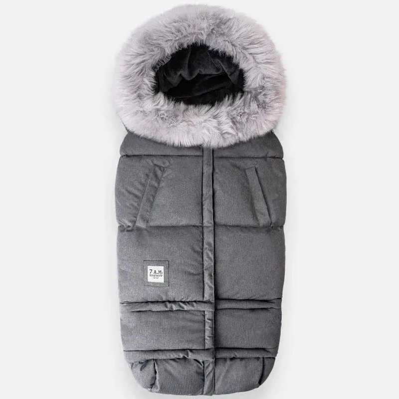 >7 A.M. Enfant Blanket 212 Evolution TUNDRA - Heather Grey Dark - Arctic Faux Fur (6M-4T)