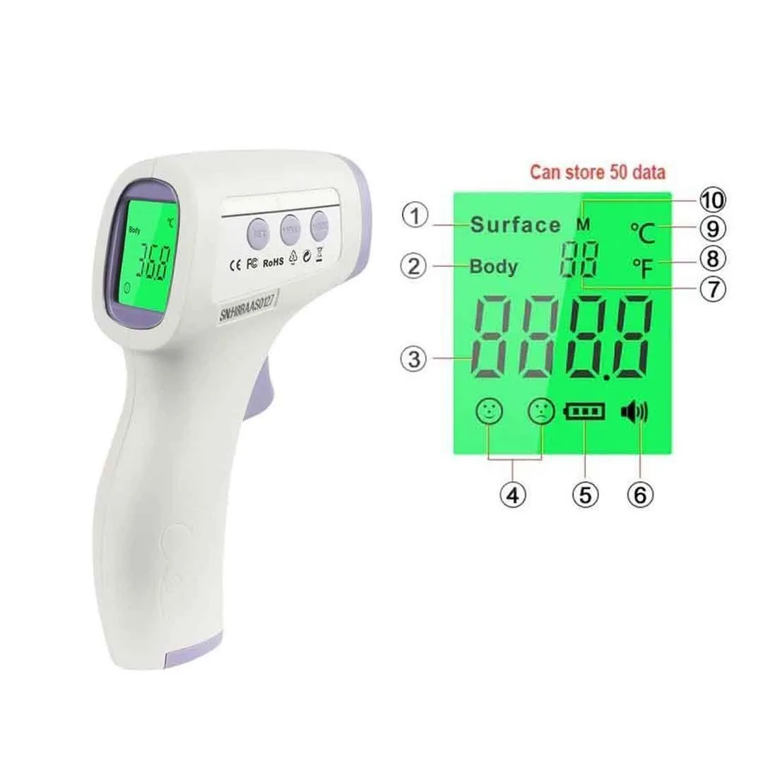 HeTaiDa Non Contact Infrared Thermometer - White