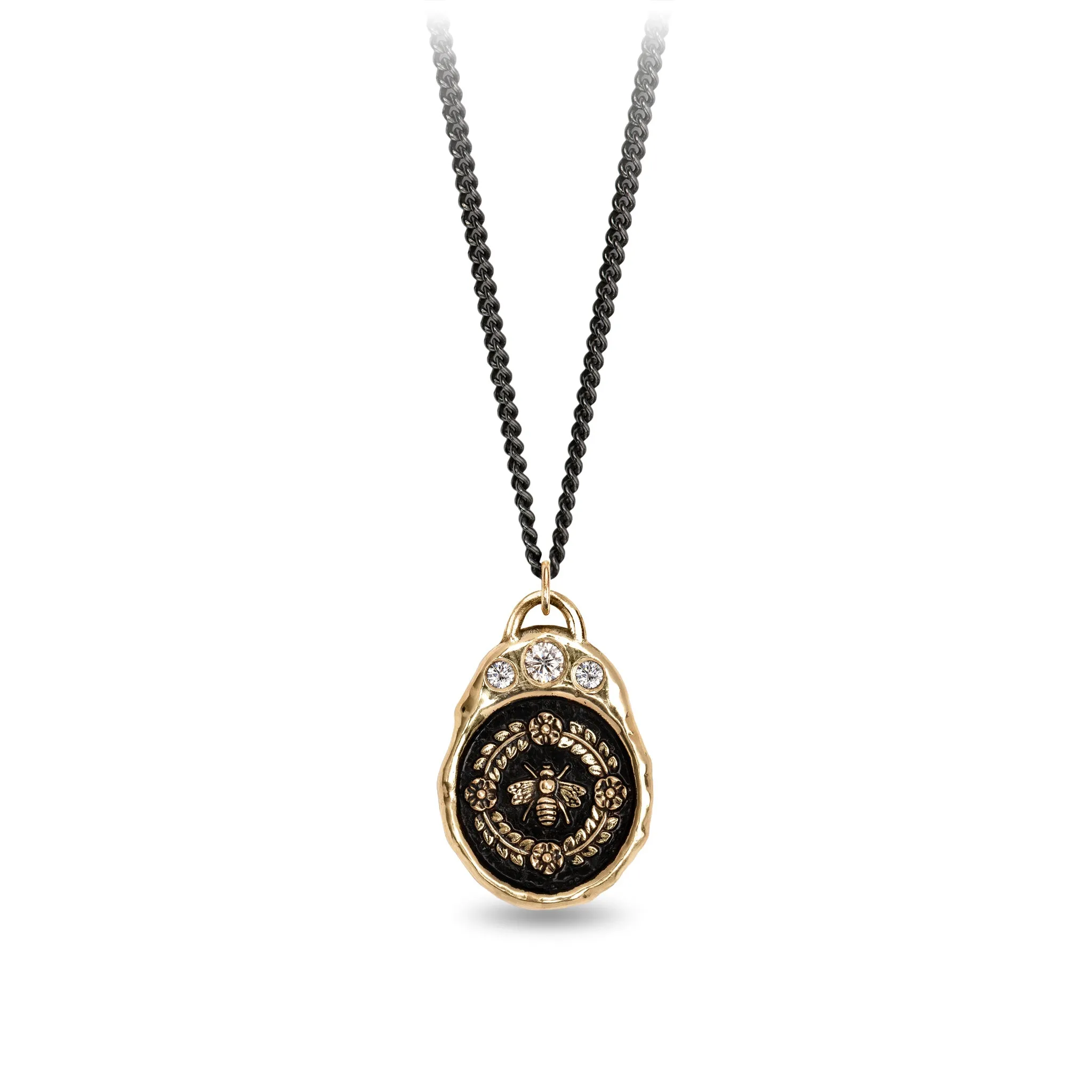 Honeybee 14K Gold Diamond Crown Talisman