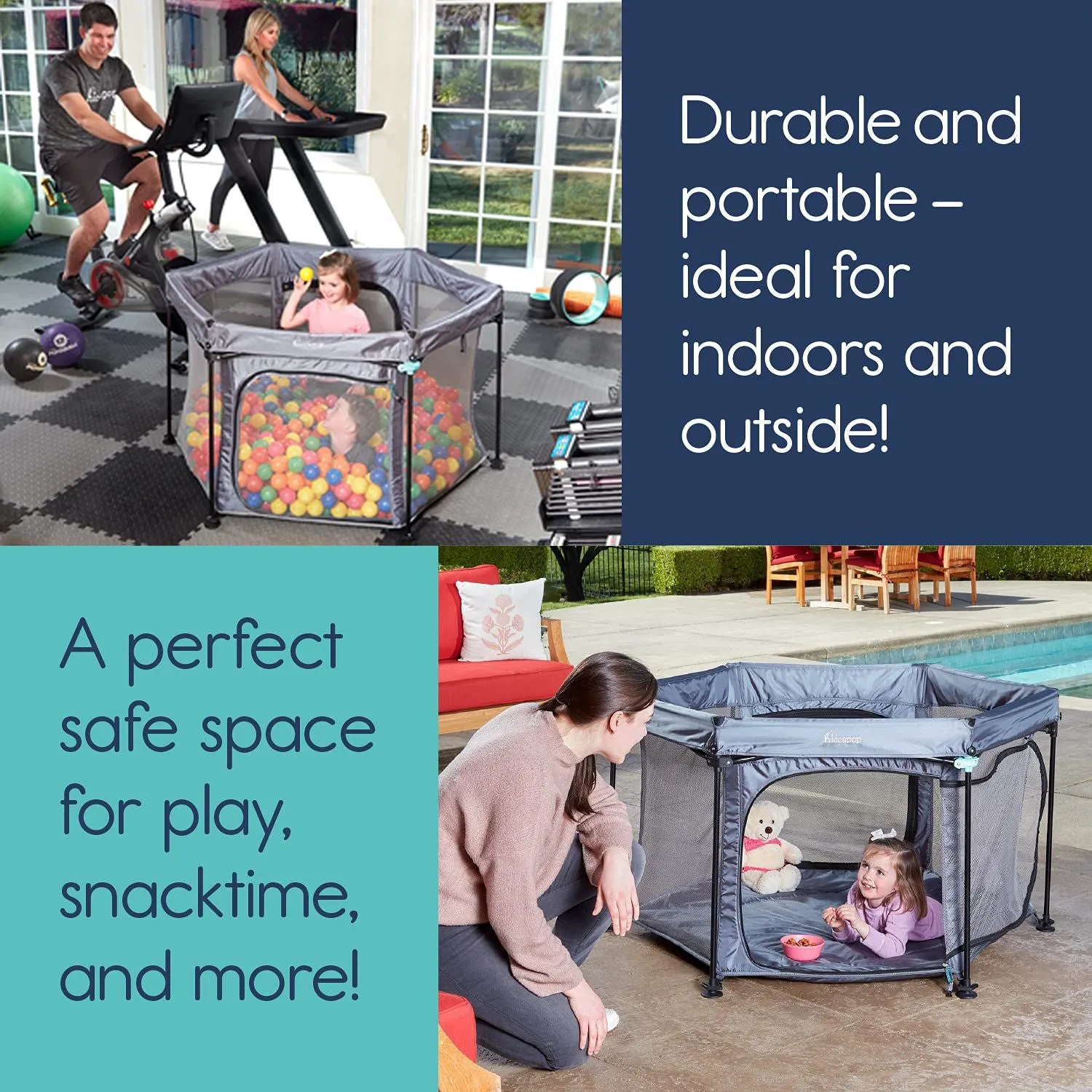 HPOPBaby™ Portable Play Yard Cushion Floor w/ Dome: Popup Indoor/Outdoor Playpen