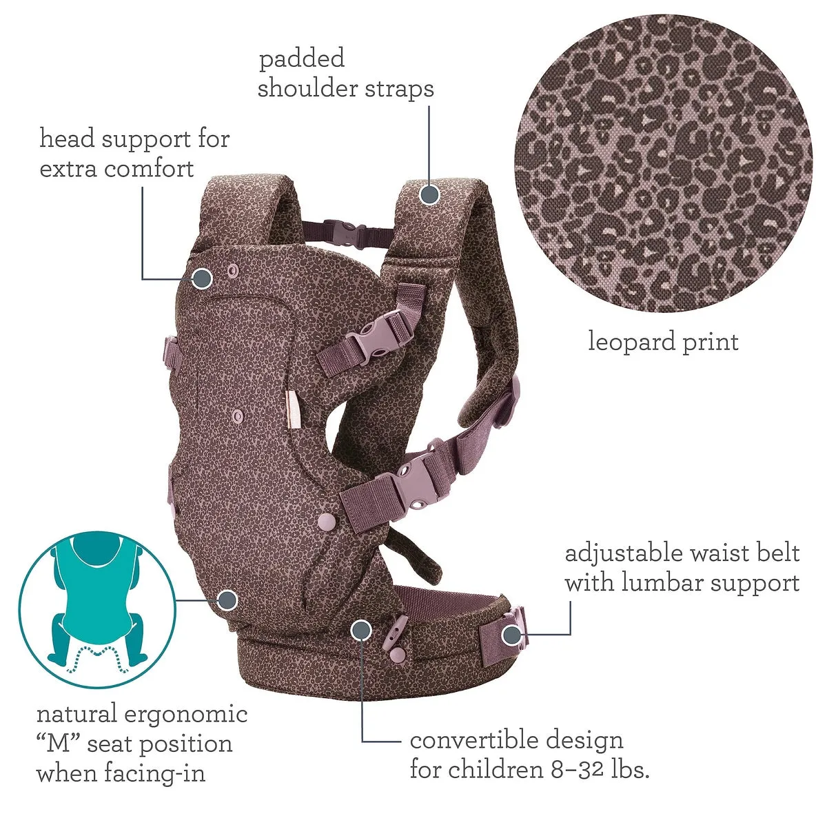 Infantino Flip 4-In-1 Convertible Carrier Leopard