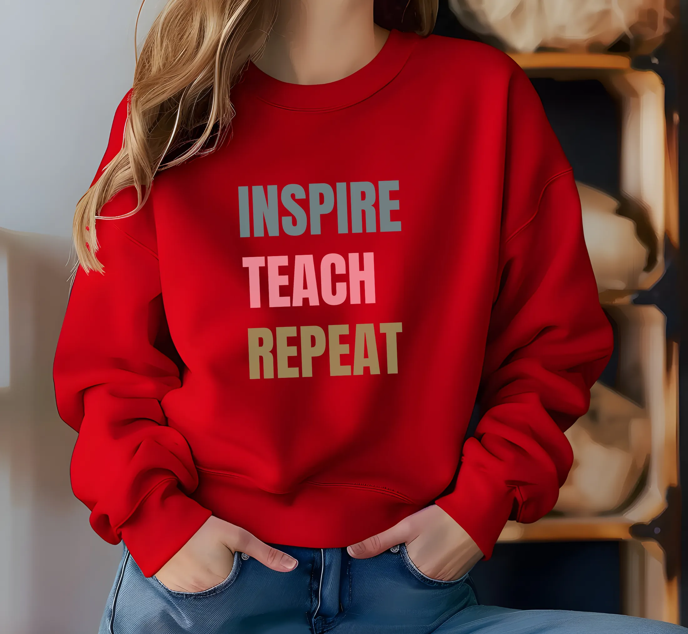 Inspire Teach Repeat Sweatshirt Teachers Pullover