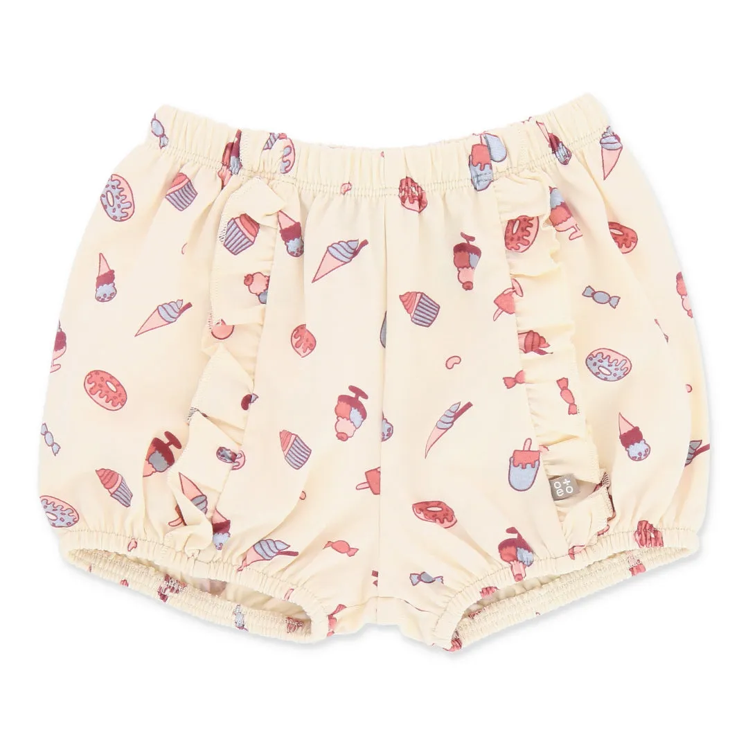 Little Foodie Baby Girl Ruffle Shorts (Yellow)