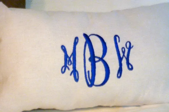 Monogrammed Linen Pillow, Embroidered Pillow, personalized pillow