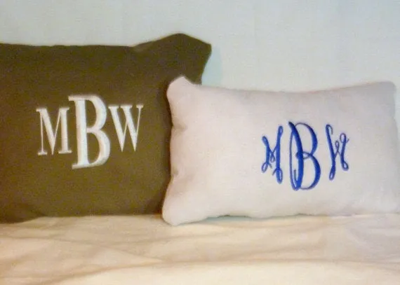 Monogrammed Linen Pillow, Embroidered Pillow, personalized pillow