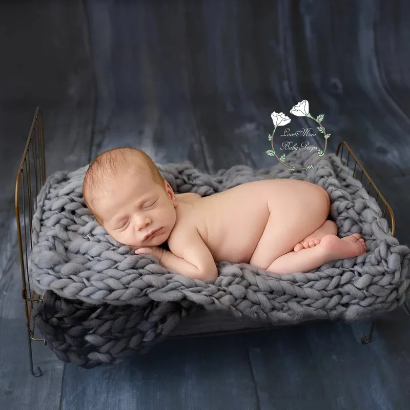 Newborn And Reborn Photography Props Wool Blanket Baby Accessories For Knitted Wrap Shooting Outfit Session