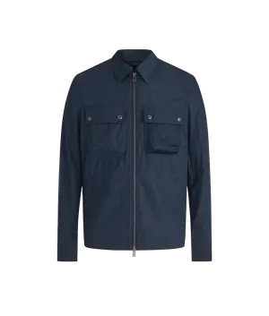 Outline Ripple Shell Overshirt - Navy