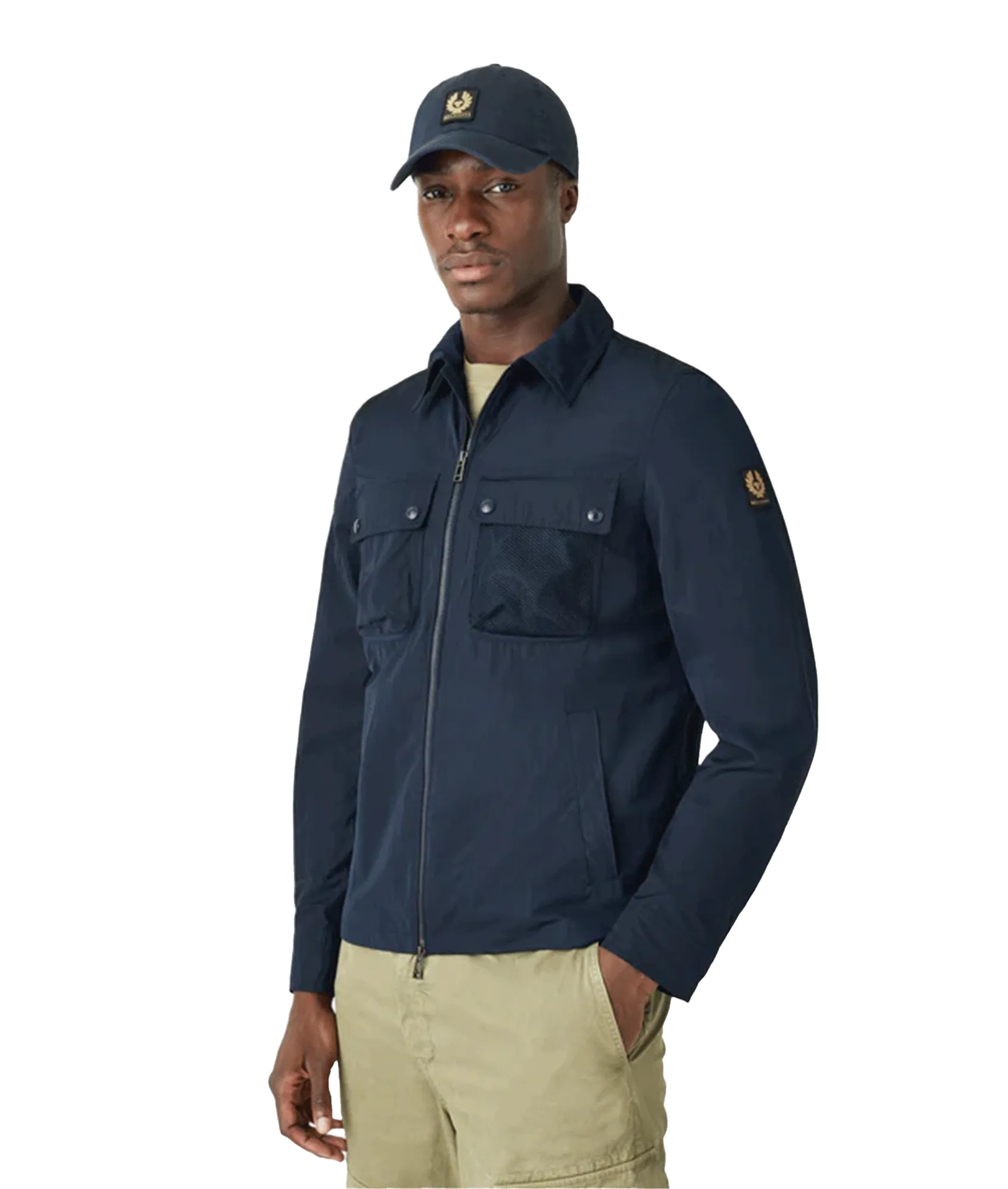 Outline Ripple Shell Overshirt - Navy