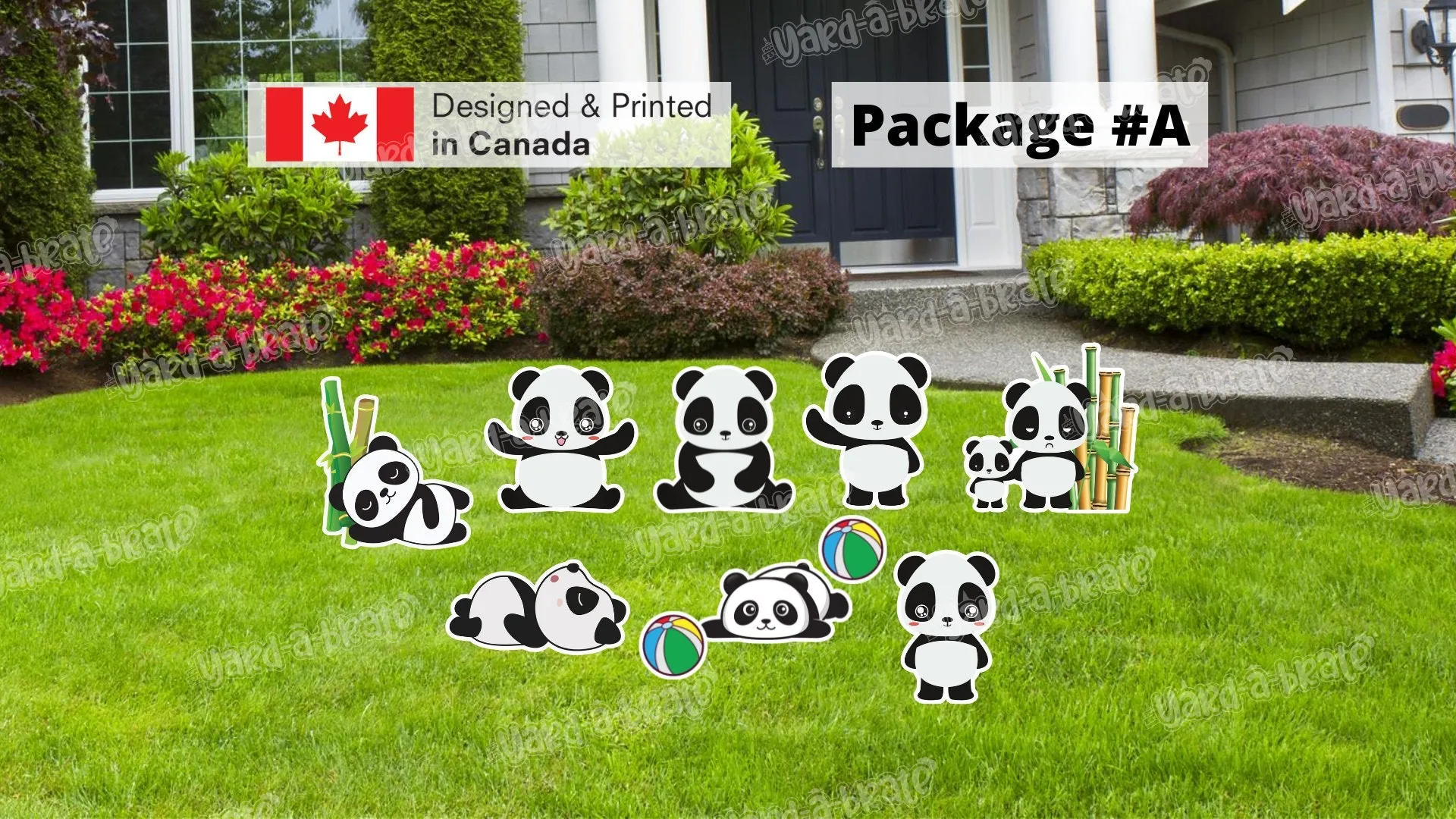 Panda Sign Package - Panda 10"-18" Tall   Balls (Total 10 or 11pcs)  | Yard Sign Outdoor Lawn Decorations