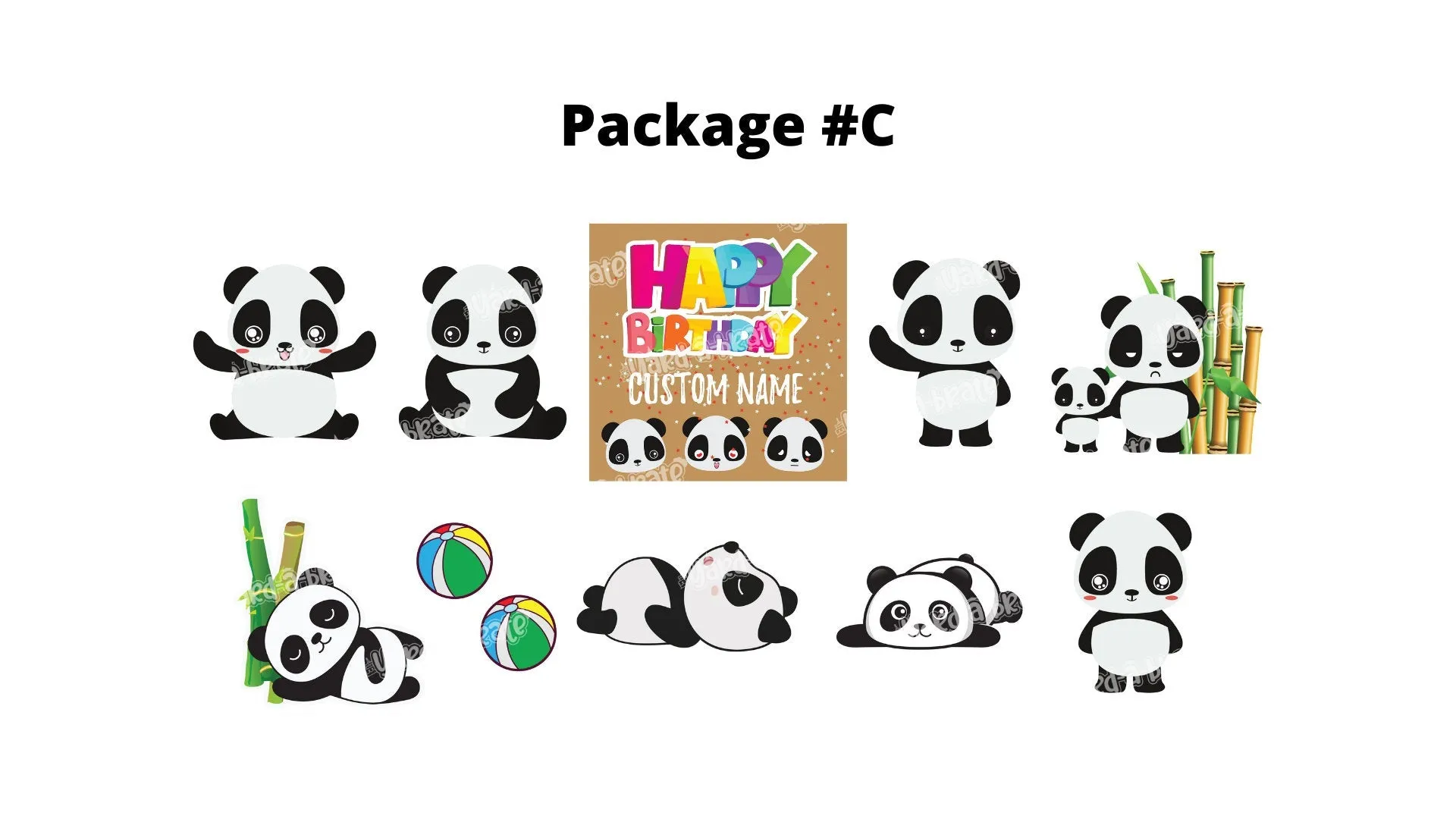 Panda Sign Package - Panda 10"-18" Tall   Balls (Total 10 or 11pcs)  | Yard Sign Outdoor Lawn Decorations