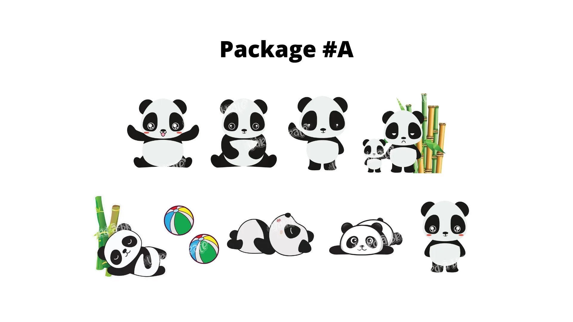 Panda Sign Package - Panda 10"-18" Tall   Balls (Total 10 or 11pcs)  | Yard Sign Outdoor Lawn Decorations