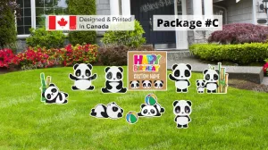 Panda Sign Package - Panda 10"-18" Tall   Balls (Total 10 or 11pcs)  | Yard Sign Outdoor Lawn Decorations