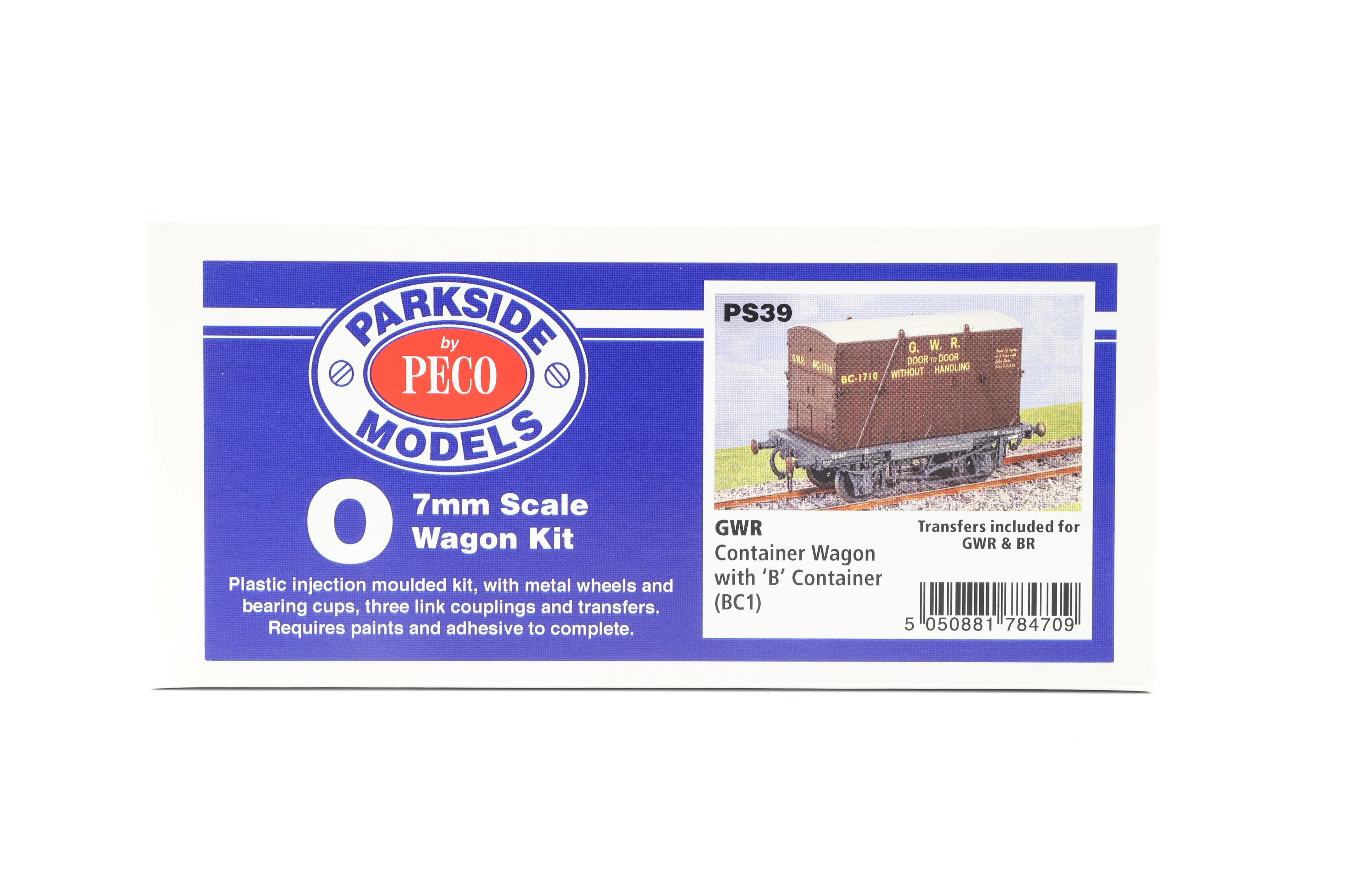 Parkside Dundas O Gauge PS39 GWR Container Wagon with 'B' Container, Kit w/Wheels