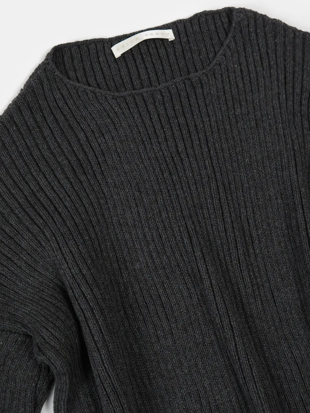 Pima Cotton Ribbed Pullover in Charcoal