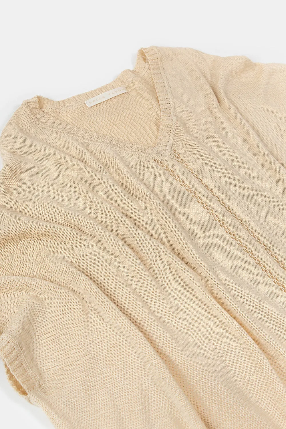 Pima Cotton V Neck Cocoon Sweater in Natural