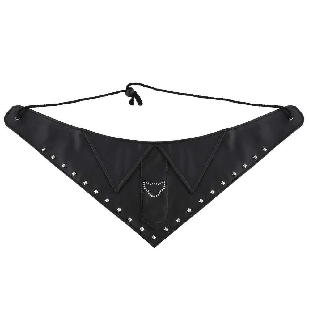 Posh Tail Black Faux Leather Dog Bandana