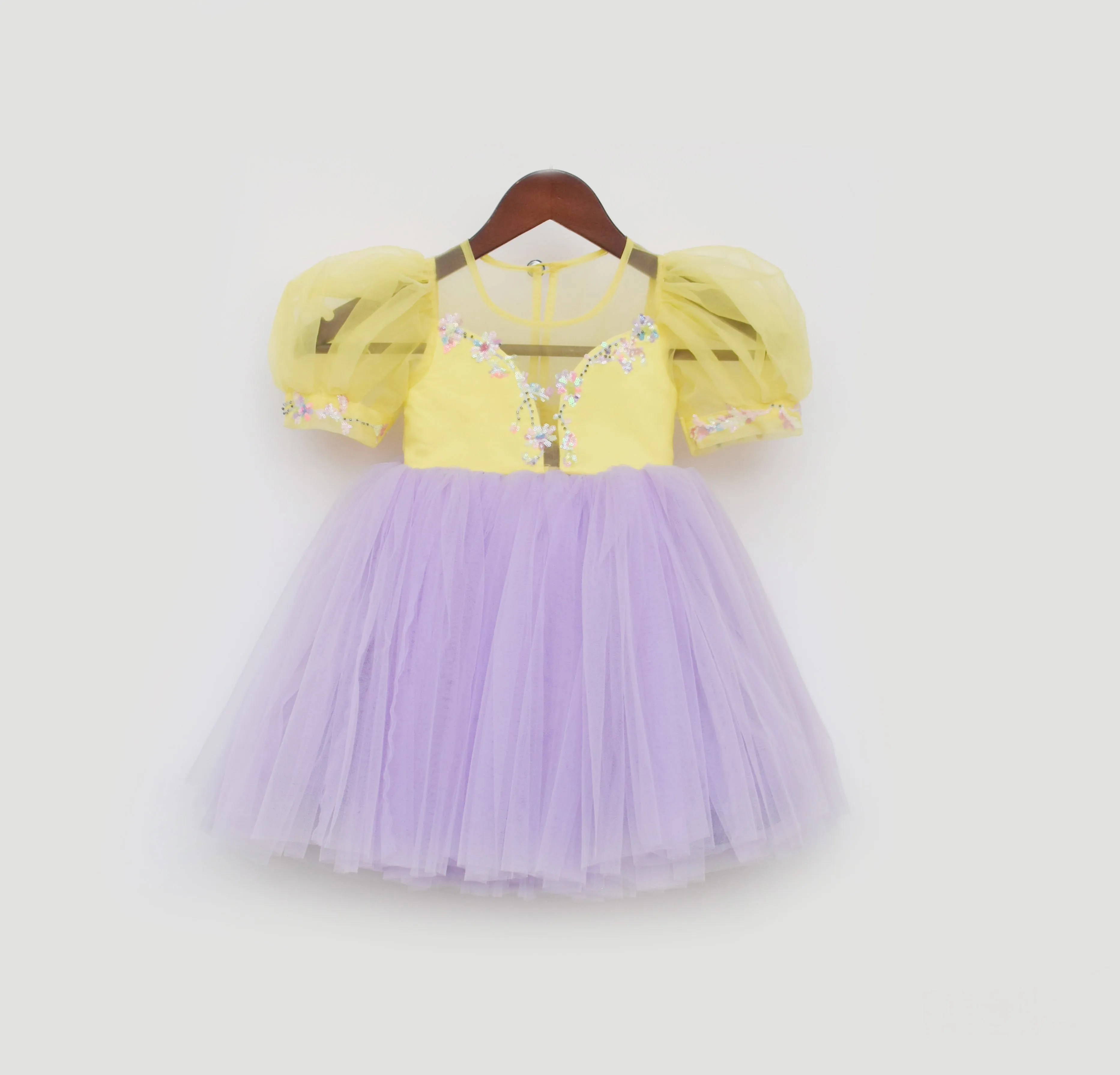 Pre Order: Yellow and Lilac Net Frock