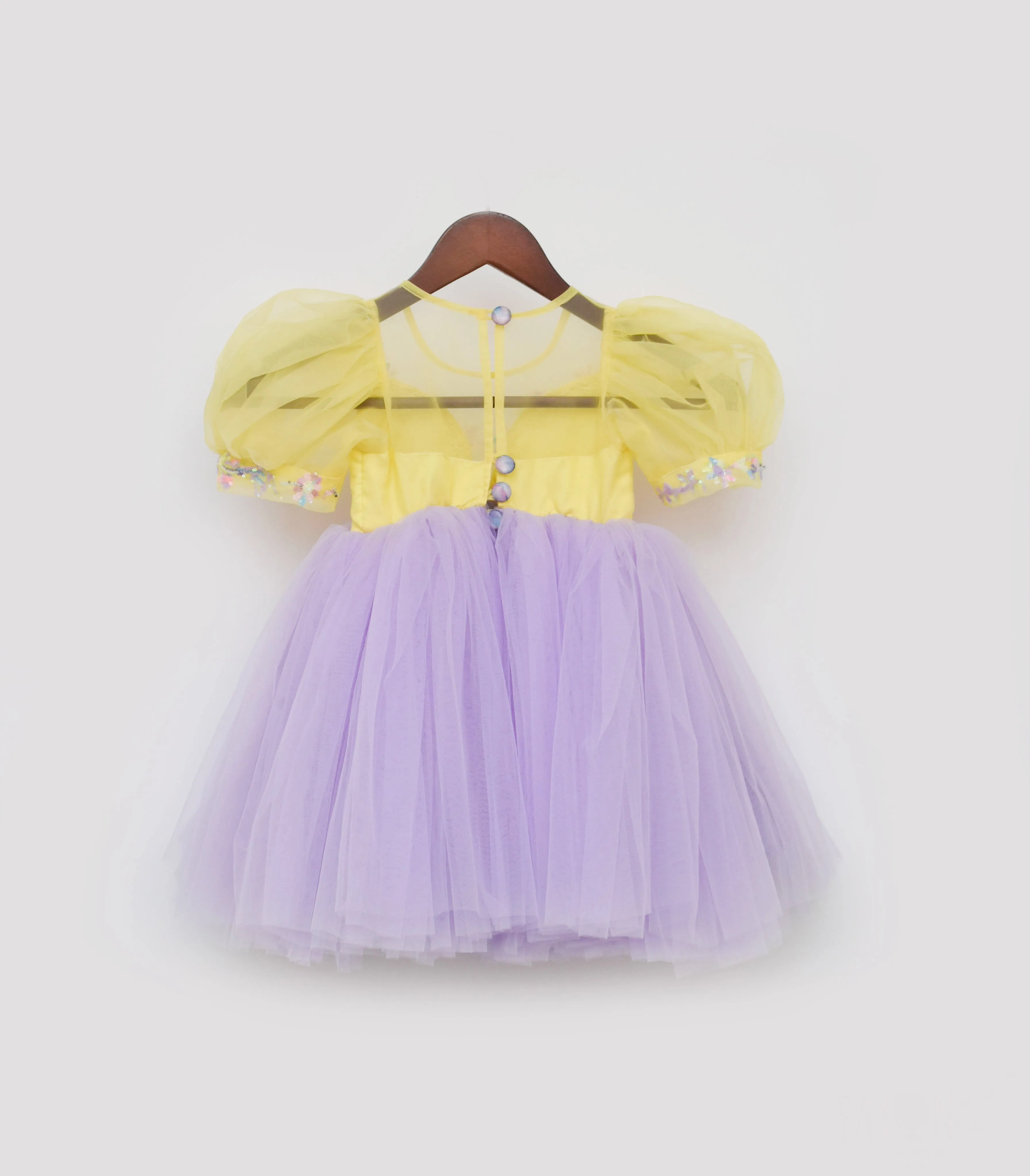 Pre Order: Yellow and Lilac Net Frock