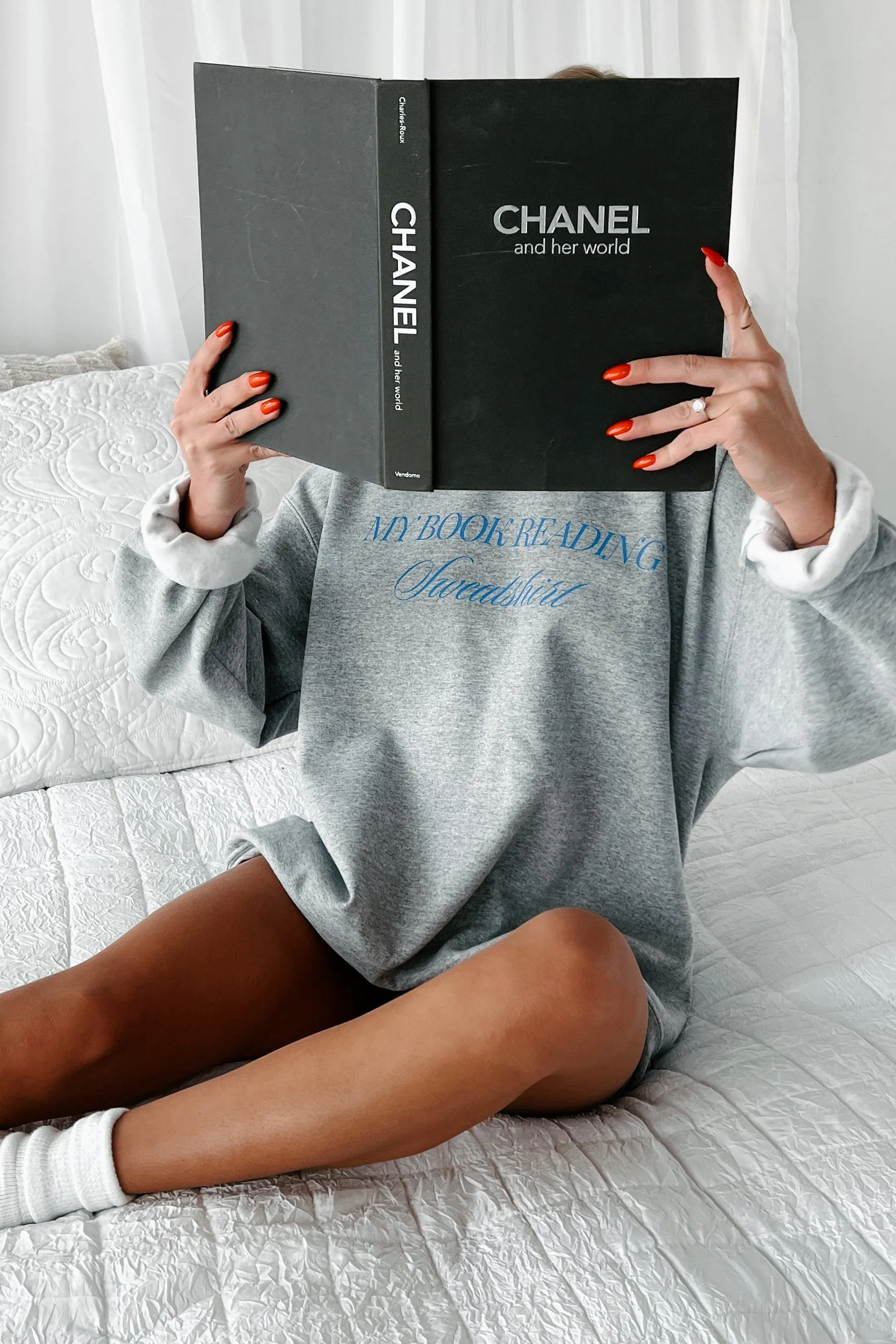 "My Book Reading Sweatshirt" Graphic Sweatshirt (Ash)