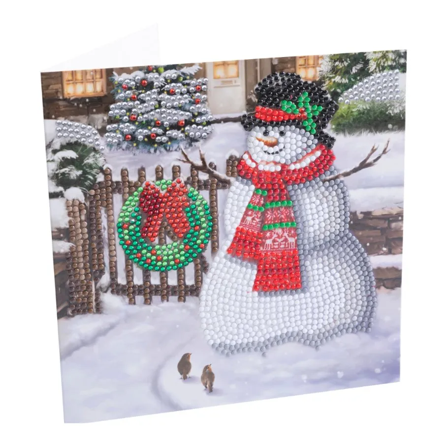 "Smiling Snowman" Crystal Art Card 18x18cm