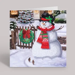 "Smiling Snowman" Crystal Art Card 18x18cm