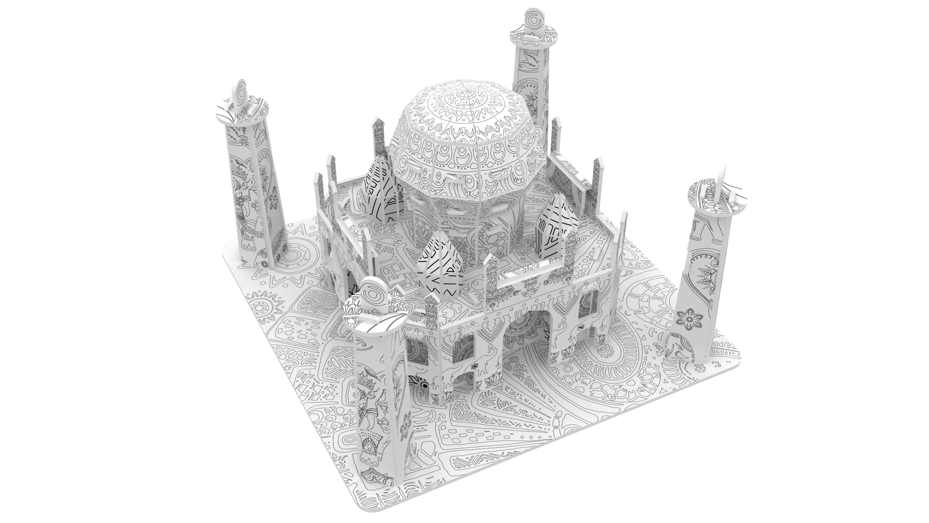 "Taj Mahal" 3D Colour Me Puzzle Kit