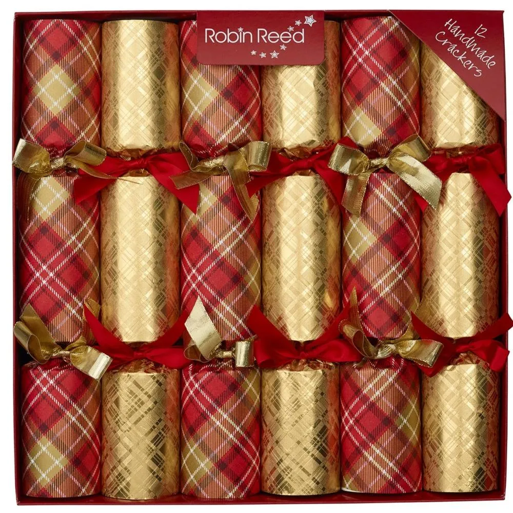 Red and Gold Plaid Christmas Crackers