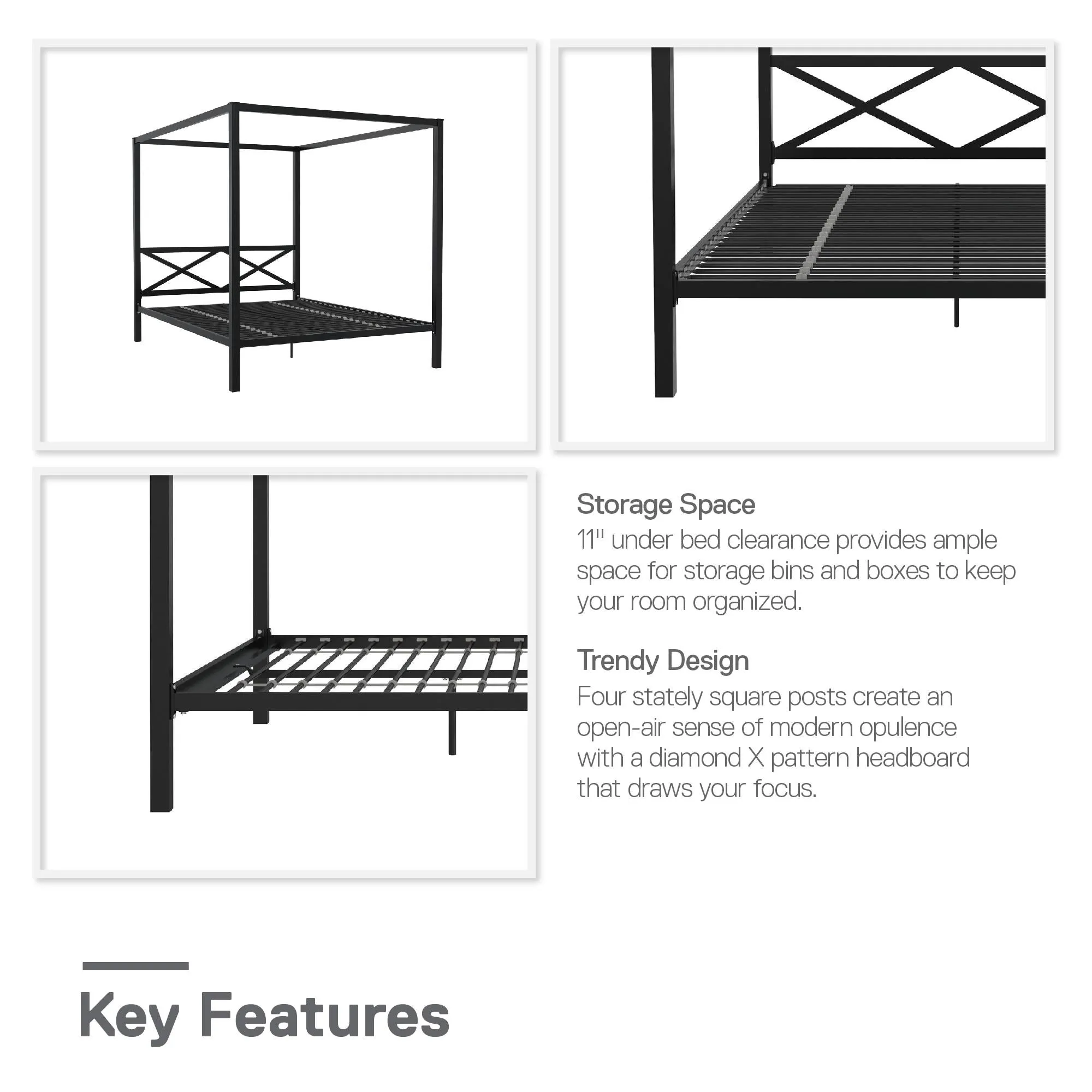 Remna Metal Canopy Platform Bed Frame