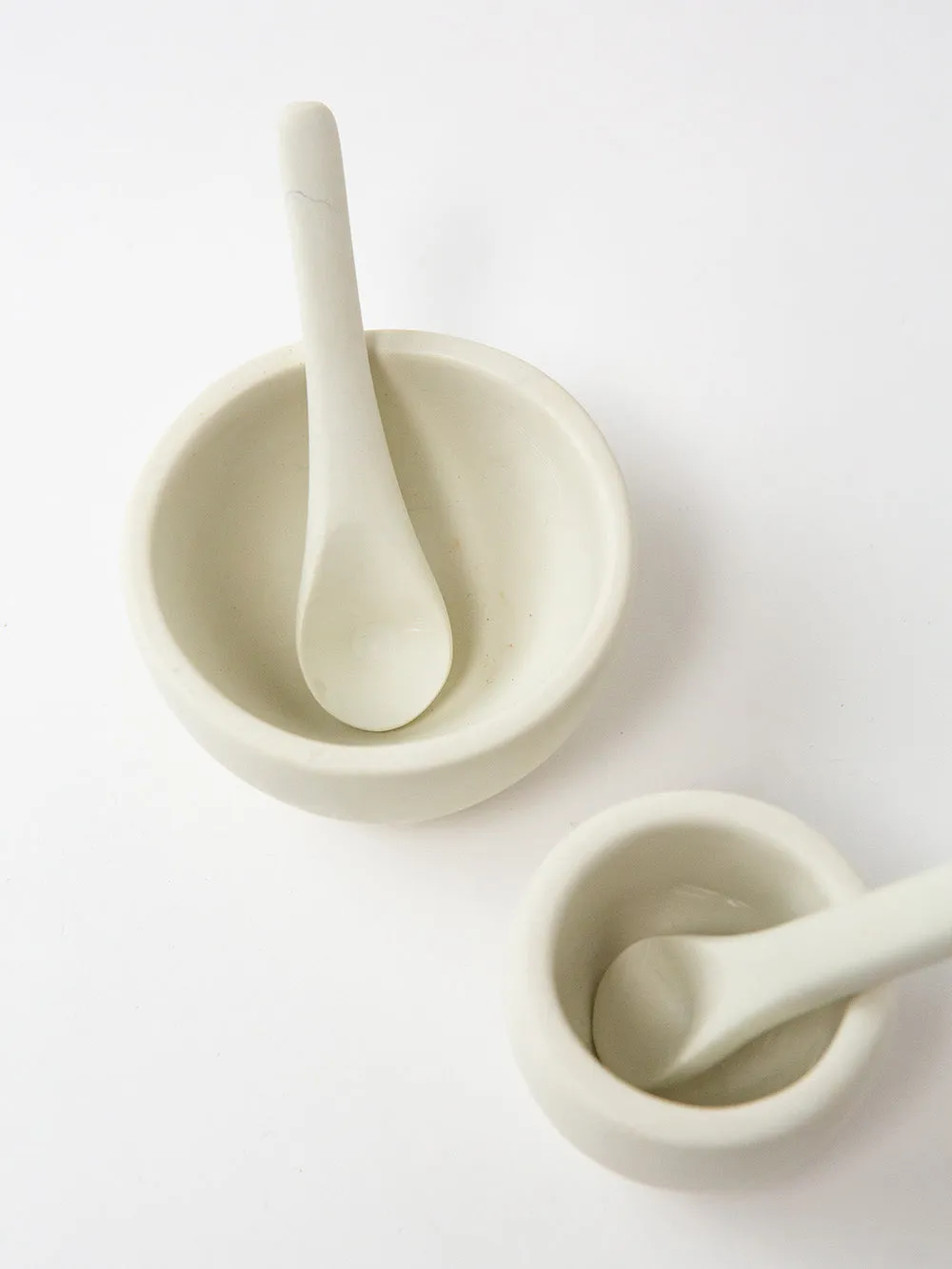 Set of 2 Soapstone Salt Cups and Spoons