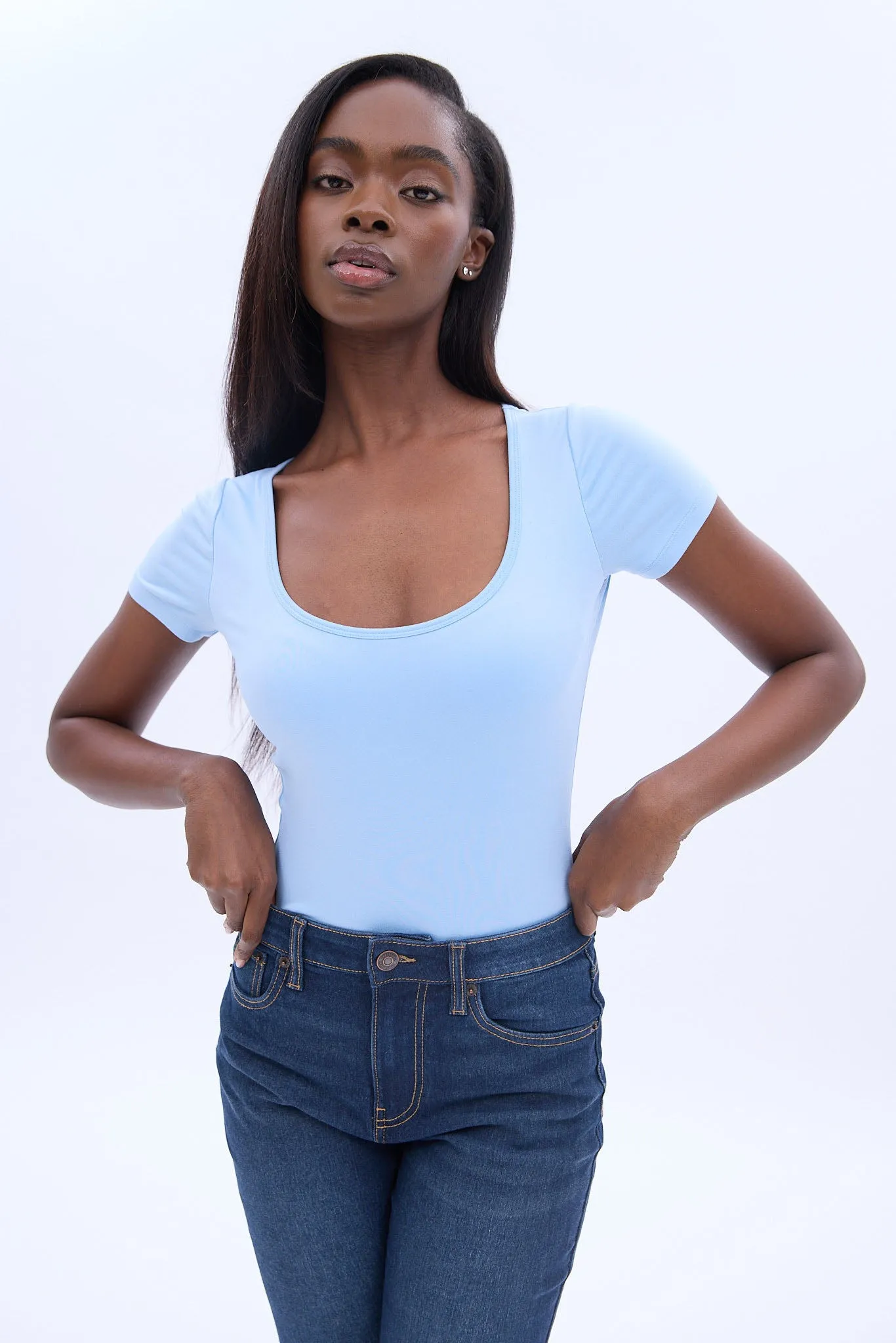 Short Sleeve Scoop Neck Bodysuit