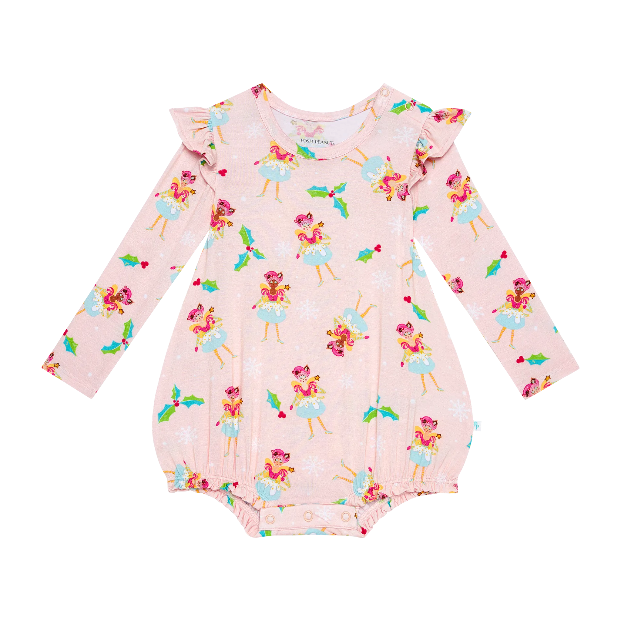 Sugarplum Pixie Ruffled Long Sleeve Bubble Romper