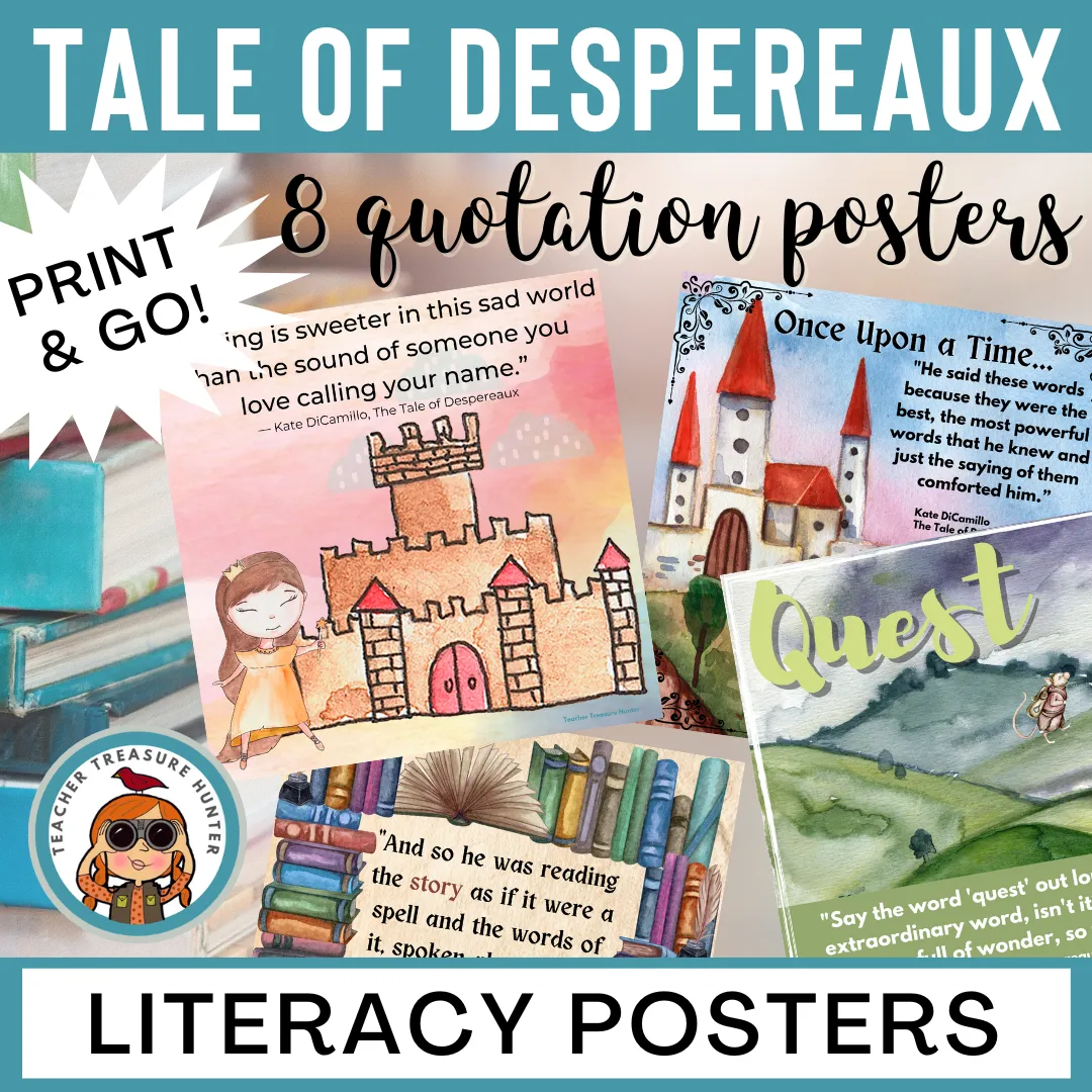 Tale of Despereaux book quote posters | 8 printable posters for classroom decor