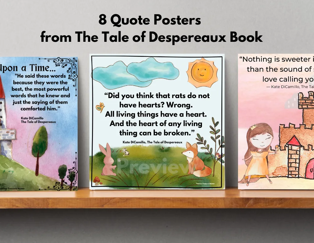 Tale of Despereaux book quote posters | 8 printable posters for classroom decor