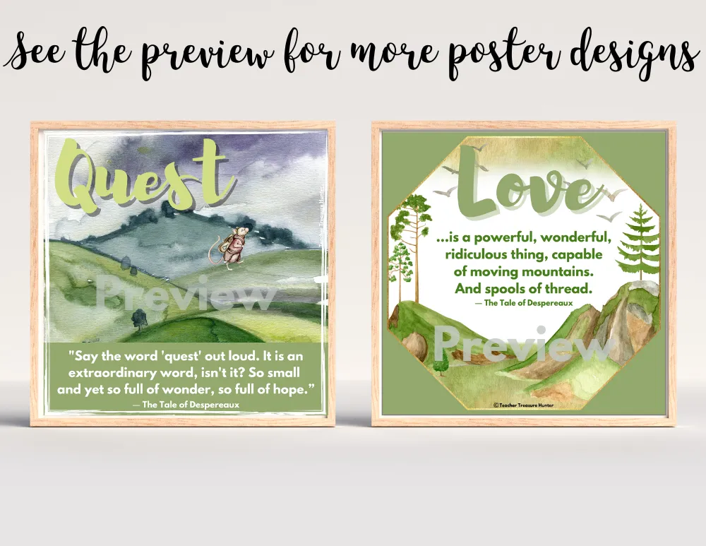 Tale of Despereaux book quote posters | 8 printable posters for classroom decor