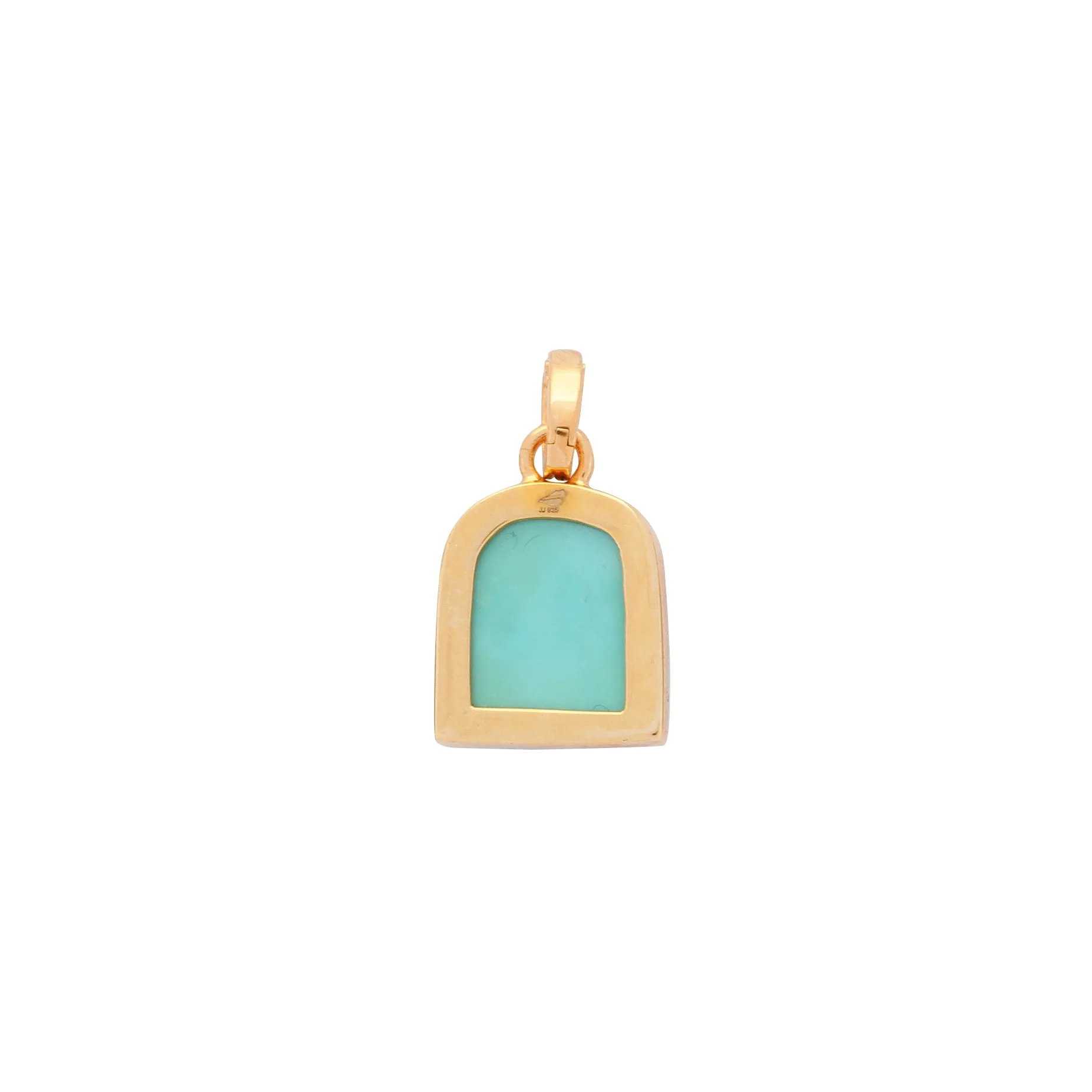 Tanit Carved Turquoise Stone Charm, Gold Vermeil