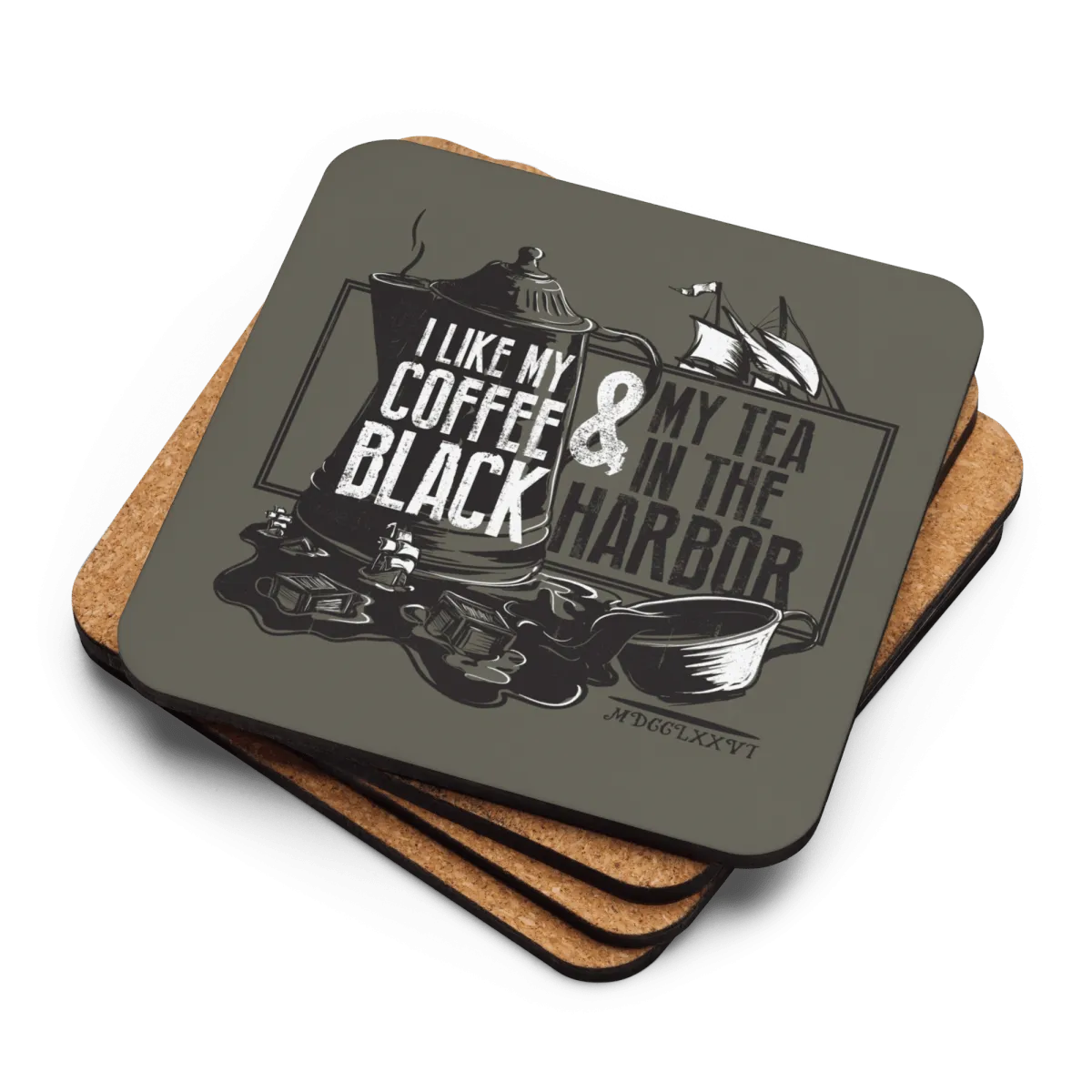 Tea in the Harbor Cork-back coaster