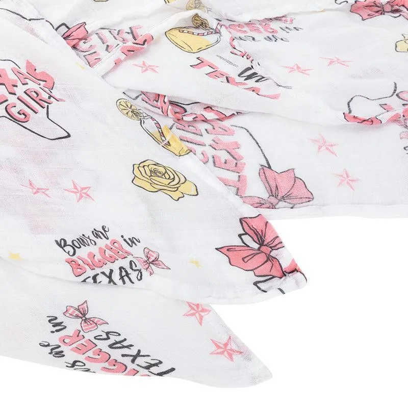 Texas Baby Girl Muslin Swaddle Receiving Blanket