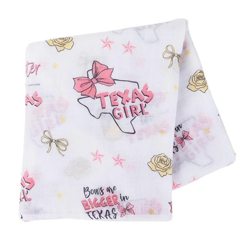 Texas Baby Girl Muslin Swaddle Receiving Blanket