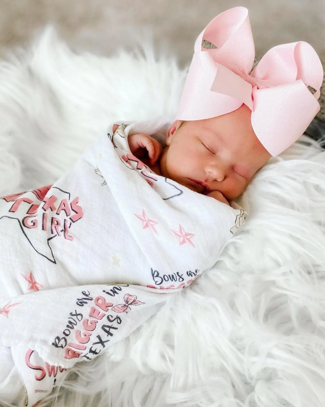 Texas Baby Girl Muslin Swaddle Receiving Blanket