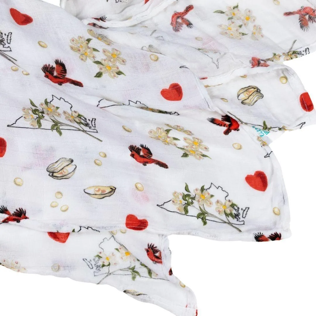 Virginia Baby Muslin Swaddle Receiving Blanket (Floral)