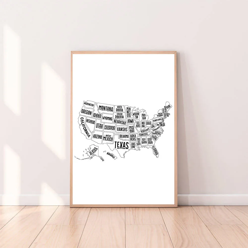 Wall Art United States of America Map